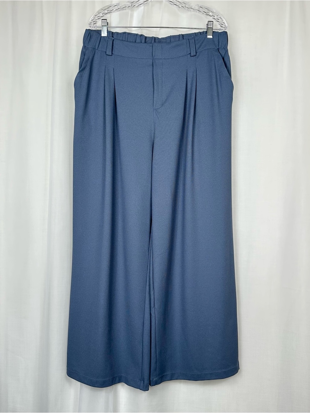 Halara Flex Waffle High Waisted Wide Leg Work Pants XL Regular‎ Blue Pull On NEW